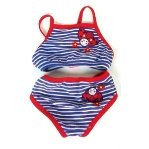 Circo Girls Stripped Ladybug 2 Piece Swimsuit Bikini ~ Size 12 M